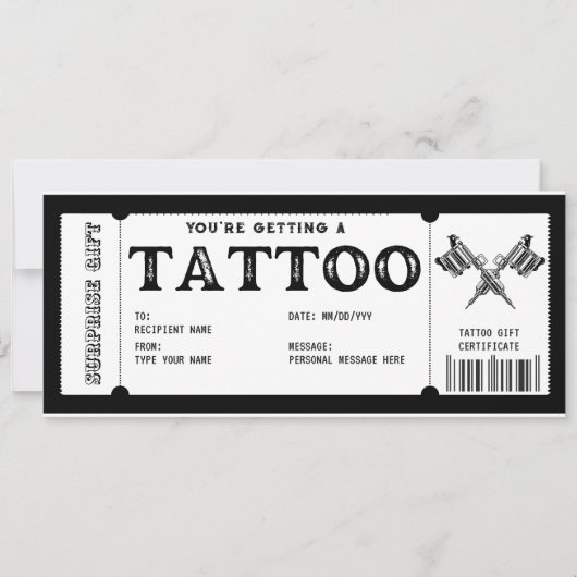 Persoonlijke Tattoo Cadeaubon Sjabloon Kaart (Voorkant)