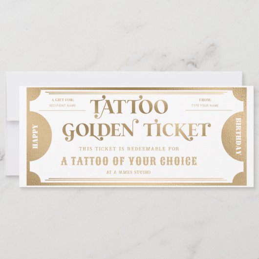 Persoonlijke Tattoo Cadeaubon Sjabloon Kaart (Voorkant)