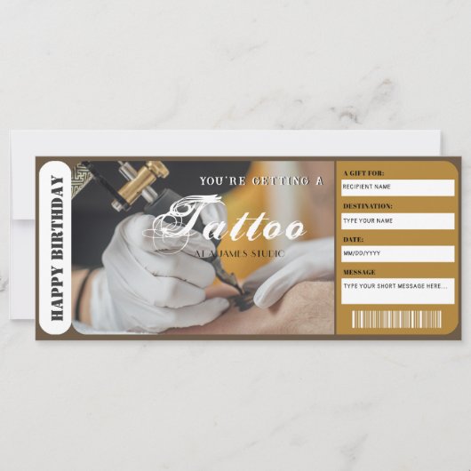 Persoonlijke Tattoo Cadeaubon Sjabloon Kaart (Voorkant)