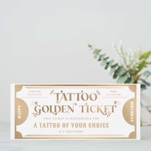 Persoonlijke Tattoo Cadeaubon Sjabloon Kaart (Staand voorkant)