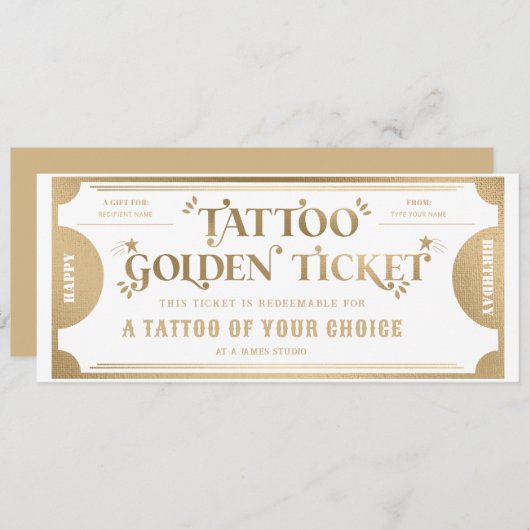 Persoonlijke Tattoo Cadeaubon Sjabloon Kaart (Voorkant / Achterkant)