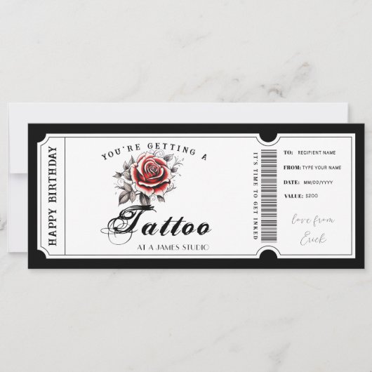 Persoonlijke Tattoo Cadeaubon Template Kaart (Voorkant)