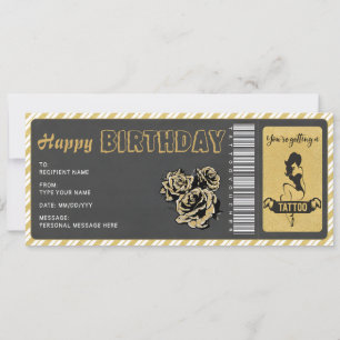 Persoonlijke Tattoo Cadeaubon Ticket Kaart