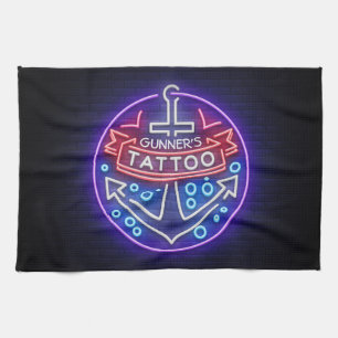 Persoonlijke Tattoo Shop Nautilsche Neon Licht Sti Theedoek