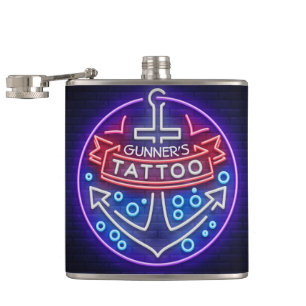 Persoonlijke Tattoo Shop Nautilus Neon Licht Stijl Heupfles