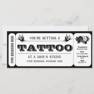 Persoonlijke Tattoo Ticket Cadeaubon Sjabloon Kaart