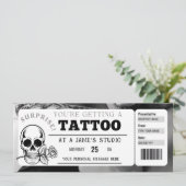 Persoonlijke Tattoo Ticket Cadeaubon Sjabloon Kaart (Staand voorkant)