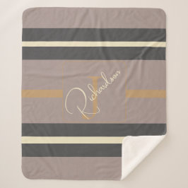 Persoonlijke Taupe Gouden Streep Moderne Neutrale Sherpa Deken