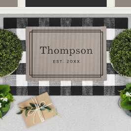 Persoonlijke Taupe Grey Family Achternaam Monogram Deurmat