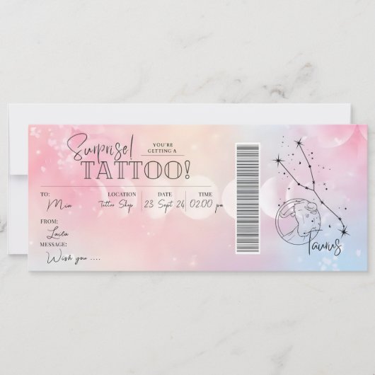 Persoonlijke Taurus Tattoo Verjaardag Cadeaubonkaa Kaart (Voorkant)
