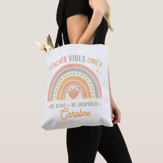 Persoonlijke 'Teacher Vibes Only' Tote Tas