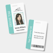 Persoonlijke Teal Bedrijfsbeveiligings-ID Badge (Voor- en achterkant)