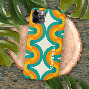 Persoonlijke Teal Blauwe Groene Oranje Midcentury Case-Mate iPhone Case