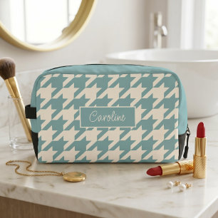 Persoonlijke Teal Blauwe Mintgroene Geruite Reisba Toilettasje