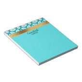 Persoonlijke teal en arctisch blauwe bloemen en go notitieblok (Schuin)