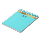 Persoonlijke teal en arctisch blauwe bloemen en go notitieblok (Linkerzijde)