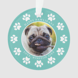Persoonlijke Teal Gelukkig Pawlidays Hond Foto Ornament