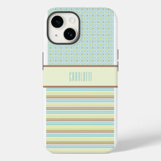 Persoonlijke Teal & Lime Groen Patroon Hoesje iPhone 14 Hoesje