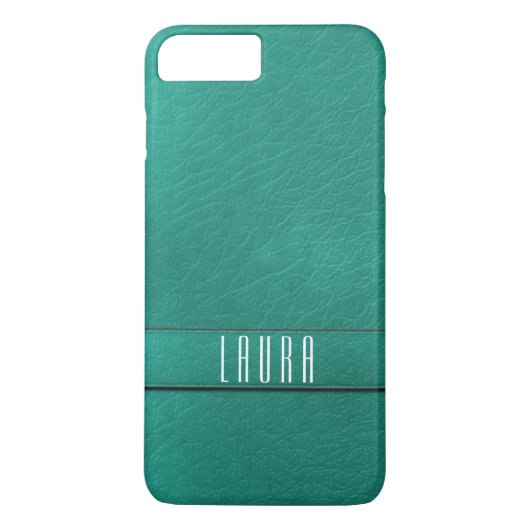 Persoonlijke Teal Nep Leer Hoesje voor Telefoon (Achterkant)