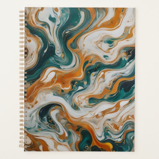 Persoonlijke Teal Wave Swirl Print Planner (Voorkant)