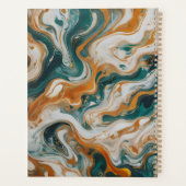 Persoonlijke Teal Wave Swirl Print Planner (Achterkant)