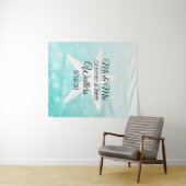 Persoonlijke Teal Zeester Trouwbanner Tapijt Wandkleed (In Situ (horizontaal))