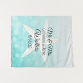 Persoonlijke Teal Zeester Trouwbanner Tapijt Wandkleed (Voorkant (horizontaal))