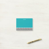Persoonlijke Teal Zwart en Wit Retro Post-it® Notes (Op bureau)