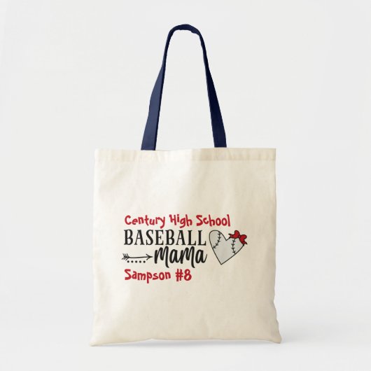 Persoonlijke teamnaam Baseball Mama Canvas tas (Voorkant)