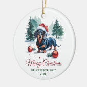 Persoonlijke teckel in kerstmuts Kerstmis      Keramisch Ornament (Links)