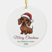 Persoonlijke teckel in kerstmuts Kerstmis      Keramisch Ornament (Voorkant)