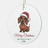 Persoonlijke teckel in kerstmuts Kerstmis      Keramisch Ornament (Links)