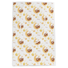 Persoonlijke Teddbeer Maan Baby Shower Medium Cadeauzakje