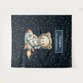Persoonlijke teddy astronaut jongen verjaardag ach wandkleed (Voorkant (horizontaal))