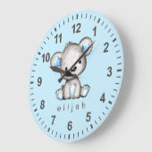 Persoonlijke Teddy Bear Baby Boy Blue Grote Klok (Hoek)