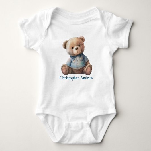 Persoonlijke Teddy Bear Baby Boy Cute Gift Romper (Voorkant)