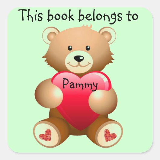 Persoonlijke Teddy Bear Bookplate Sticker (Voorkant)