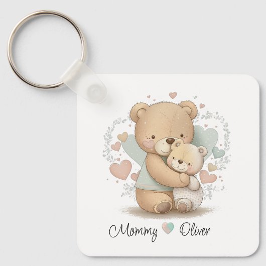 Persoonlijke Teddy Bear Love Baby Sleutelhanger (Voorkant)