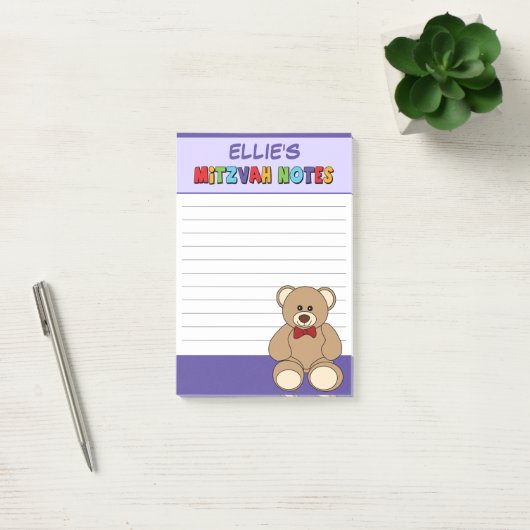 Persoonlijke Teddy Beer Mitzvah Post-its - Paars Post-it® Notes (Kantoor)