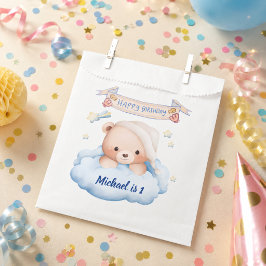 Persoonlijke teddybeer 1e verjaardag favorietentas bedankzakje