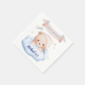 Persoonlijke teddybeer 1e verjaardag papieren serv servet (Hoek)