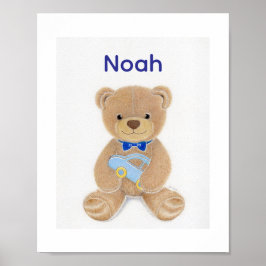 Persoonlijke teddybeer babyspeelgoed jongensnaam k poster