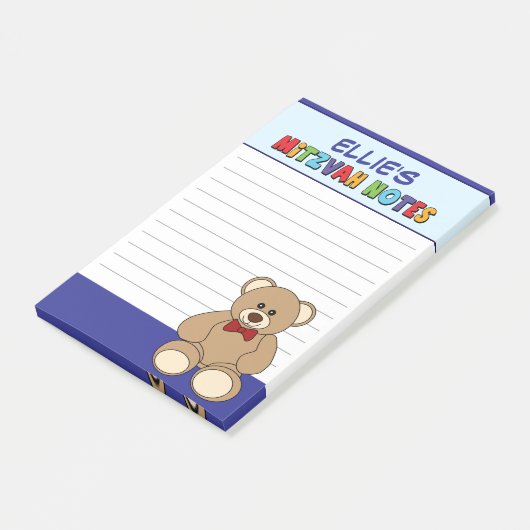 Persoonlijke teddybeer Bar Mitswa - Blauw Post-it® Notes (Schuin)