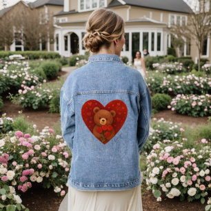 Persoonlijke teddybeer denimjas — Cute Custom Denim Jacket