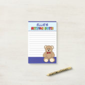 Persoonlijke teddybeer-mitzvah - Blauw Post-it® Notes (Op bureau)
