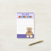 Persoonlijke Teddybeer Mitzvah Post-its - Paars Post-it® Notes (Op bureau)