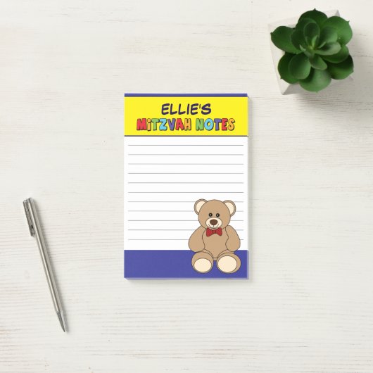 Persoonlijke teddybeer-mitzwa - Geel Blauw Post-it® Notes (Kantoor)