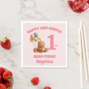 Persoonlijke teddybeer ONEderful 1e verjaardag Servet