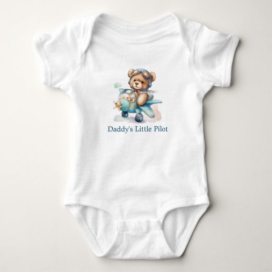 Persoonlijke teddybeer-vliegtuig baby jongen cadea romper (Voorkant)