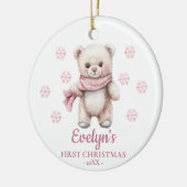 Persoonlijke teddybeer voor meisjes eerste kerst keramisch ornament (Links)